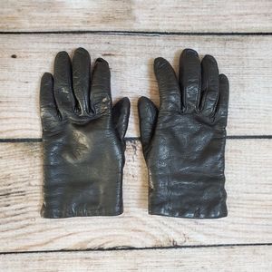 Bloomingdale's Black Leather Gloves Size 6.5